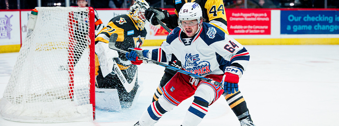 DERRICK POULIOT RECORDS THREE POINTS AS WOLF PACK DOWN PENGUINS 5-2