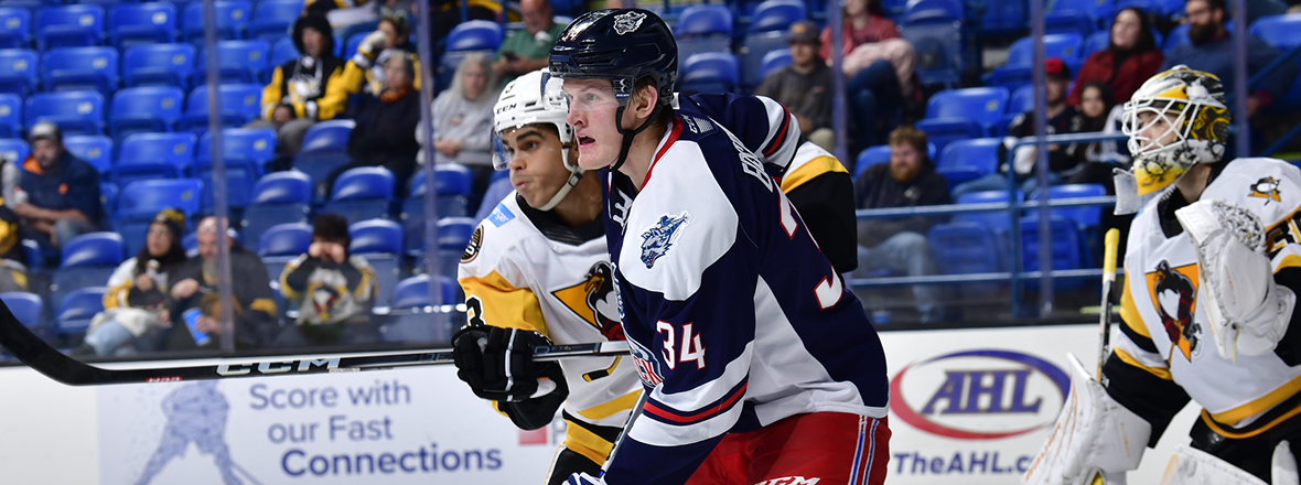 BRODZINSKI AND HOLLOWELL EXTEND POINT STREAKS TO SIX GAMES, BUT WOLF PACK FALL TO PENGUINS 4-2