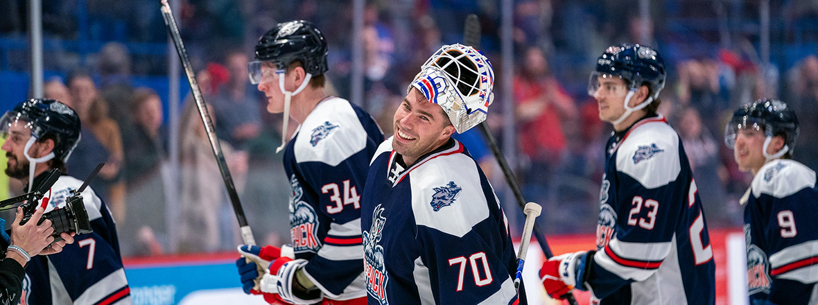 LOUIS DOMINGUE SCORES AS WOLF PACK CLINCH CALDER CUP PLAYOFF BERTH WITH 5-3 WIN OVER THUNDERBIRDS